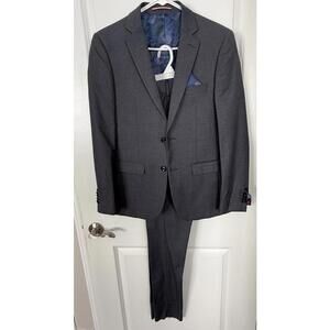NEW SOUL OF LONDON SS71000 Essential Solid Color Gray Suit Size 36R